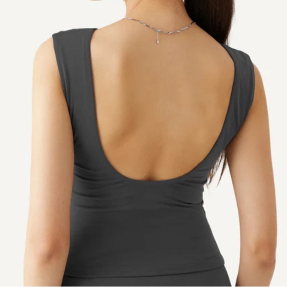 OGL Cotton Jersey Open Back Brami Tank - Dark Grey Women’s Size Medium